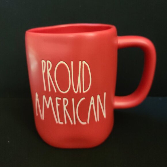 Rae Dunn PROUD AMERICAN Red Coffee Mug & ROLFS Leather US Flag Coin Purse - Picture 2 of 13